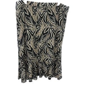 NWT Jacklyn Smith Animal Print black tan Cream Skirt XL flounce Ruffle Bottom